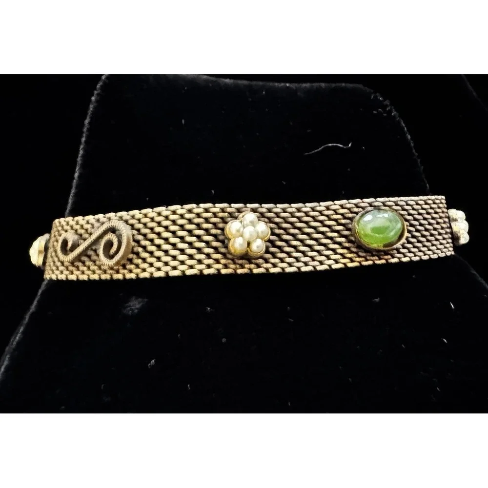 Vintage Gold Tone Mesh Bracelet 7.25